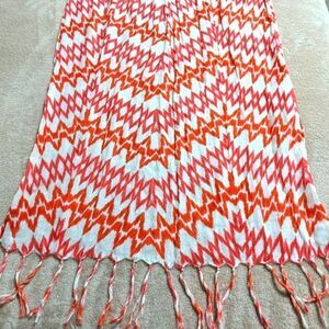 NWOT EDDIE BAUER Orange and Off-White Zig-Zag Pattern Gauze